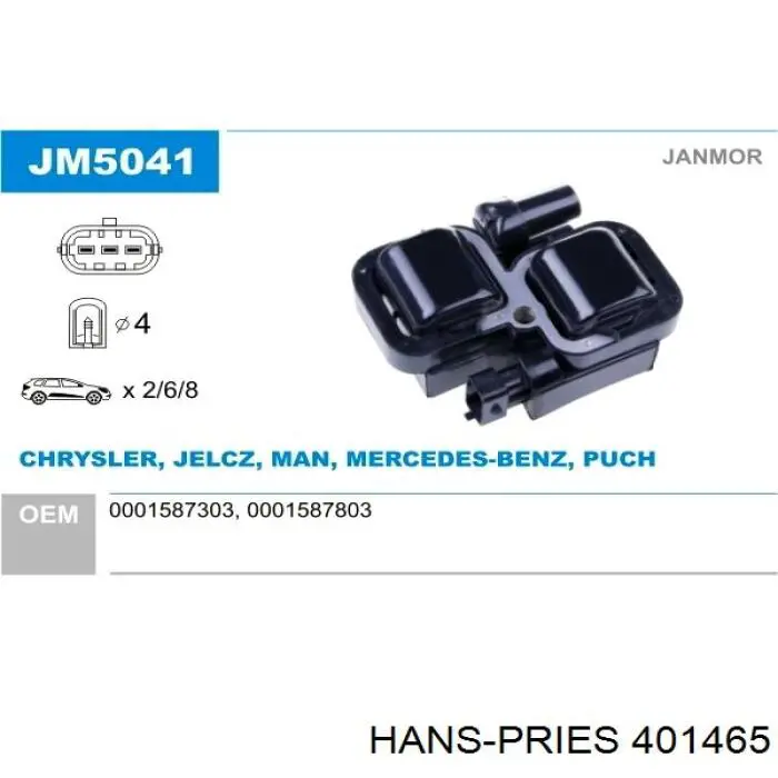 Катушка зажигания 401465 Hans Pries (Topran)