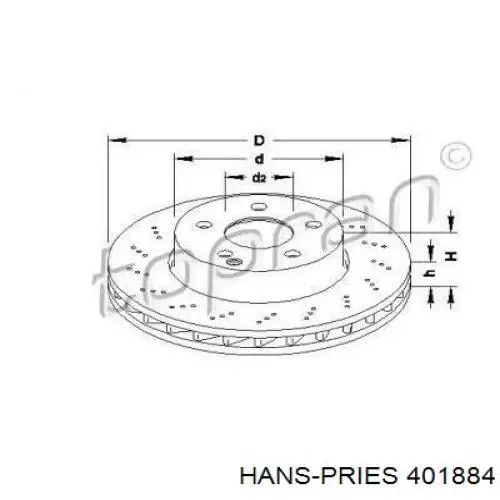 Передние тормозные диски 401884 Hans Pries (Topran)