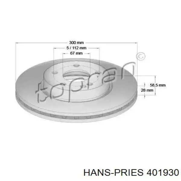 Передние тормозные диски 401930 Hans Pries (Topran)