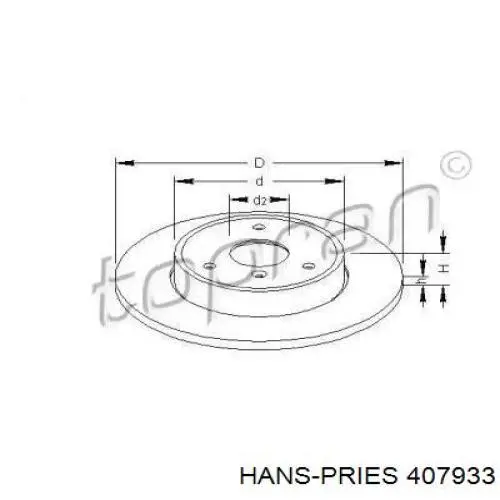 Передние тормозные диски 407933 Hans Pries (Topran)