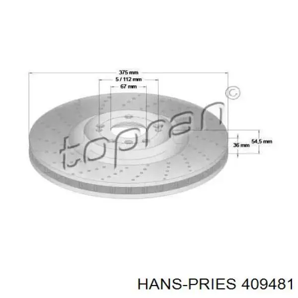 Передние тормозные диски 409481 Hans Pries (Topran)