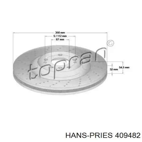 Передние тормозные диски 409482 Hans Pries (Topran)