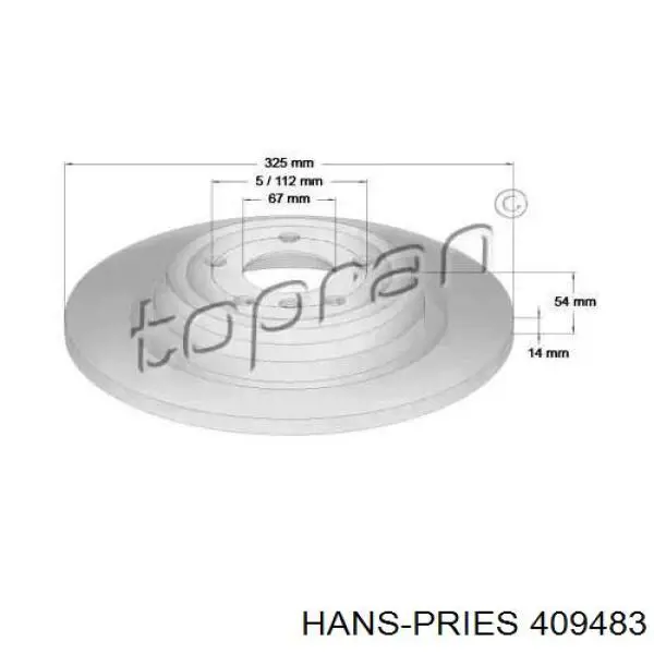 Тормозные диски 409483 Hans Pries (Topran)