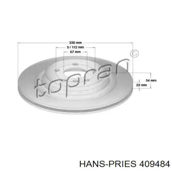 Тормозные диски 409484 Hans Pries (Topran)