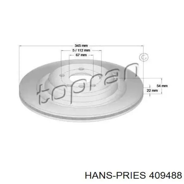 Тормозные диски 409488 Hans Pries (Topran)