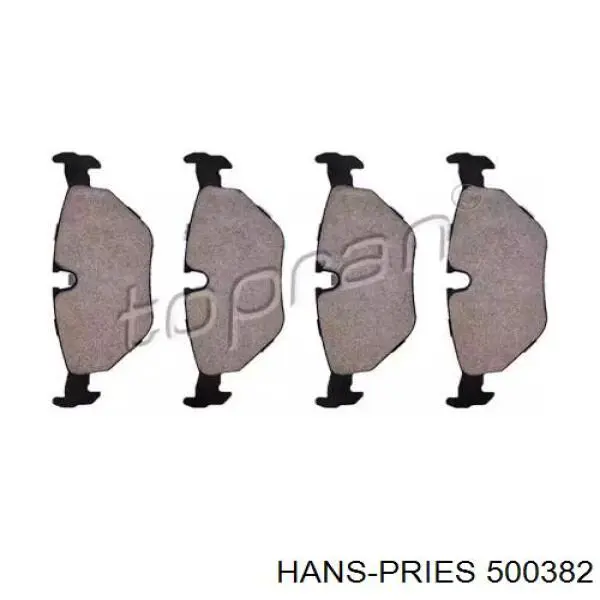 500382 Hans Pries (Topran) колодки тормозные задние дисковые
