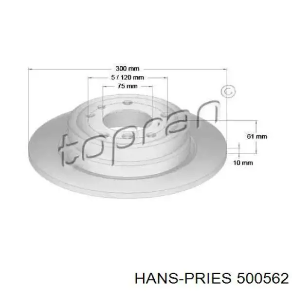 Тормозные диски 500562 Hans Pries (Topran)