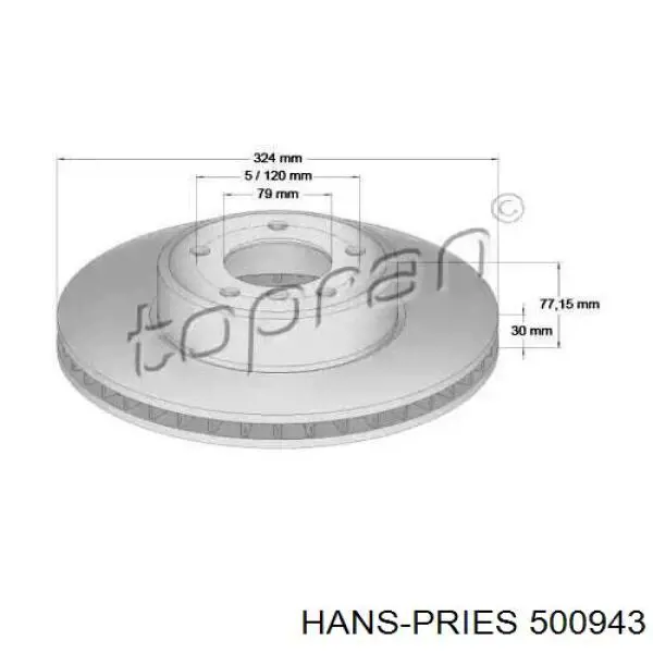 Передние тормозные диски 500943 Hans Pries (Topran)