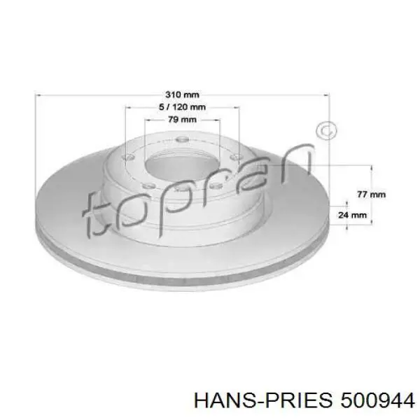 Передние тормозные диски 500944 Hans Pries (Topran)