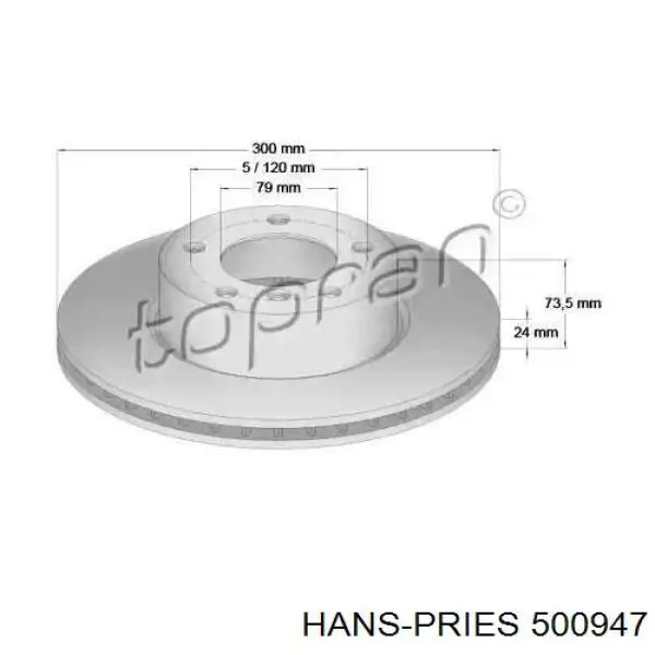 Передние тормозные диски 500947 Hans Pries (Topran)