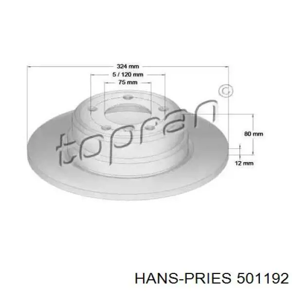 Тормозные диски 501192 Hans Pries (Topran)