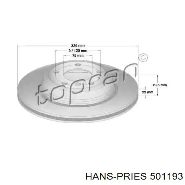 Тормозные диски 501193 Hans Pries (Topran)