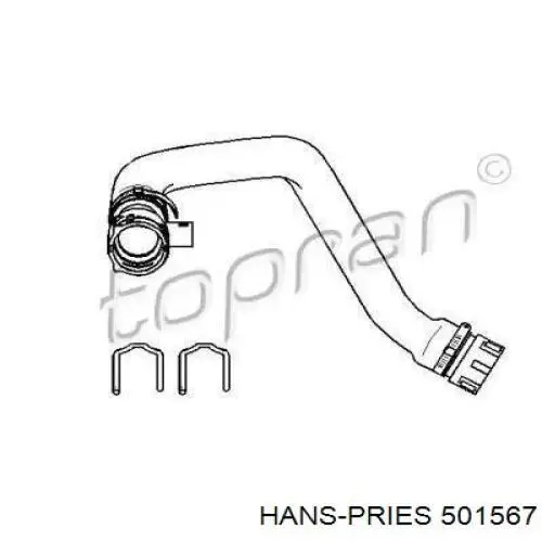 Нижний шлаг радиатора охлаждения 501567 Hans Pries (Topran)