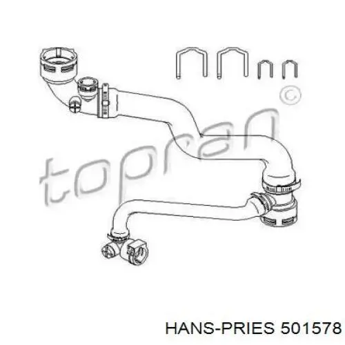 Патрубок радиатора 501578 Hans Pries (Topran)