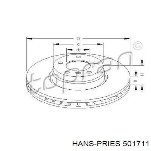 Передние тормозные диски 501711 Hans Pries (Topran)