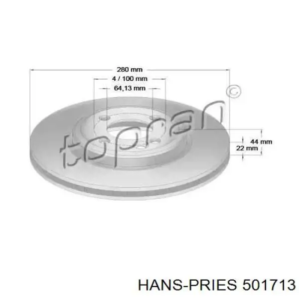 Передние тормозные диски 501713 Hans Pries (Topran)