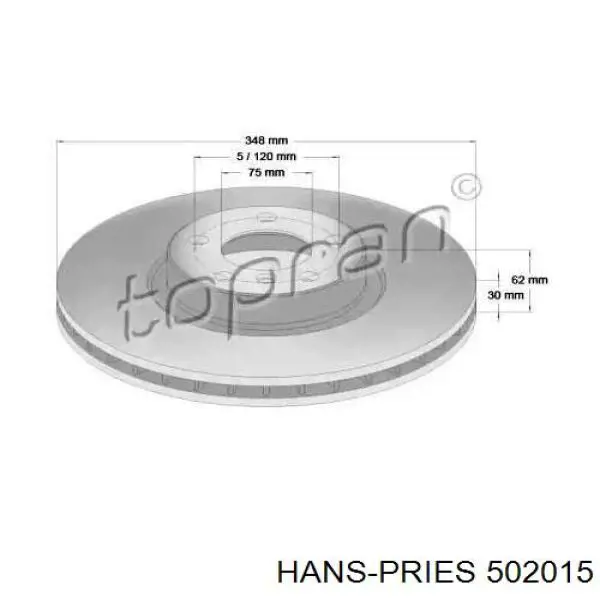 Передние тормозные диски 502015 Hans Pries (Topran)