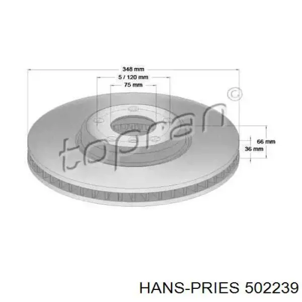 Передние тормозные диски 502239 Hans Pries (Topran)