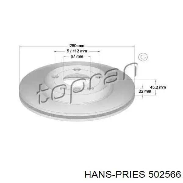 502 566 Hans Pries (Topran) disco do freio dianteiro