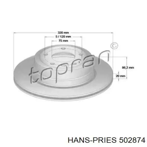 Тормозные диски 502874 Hans Pries (Topran)