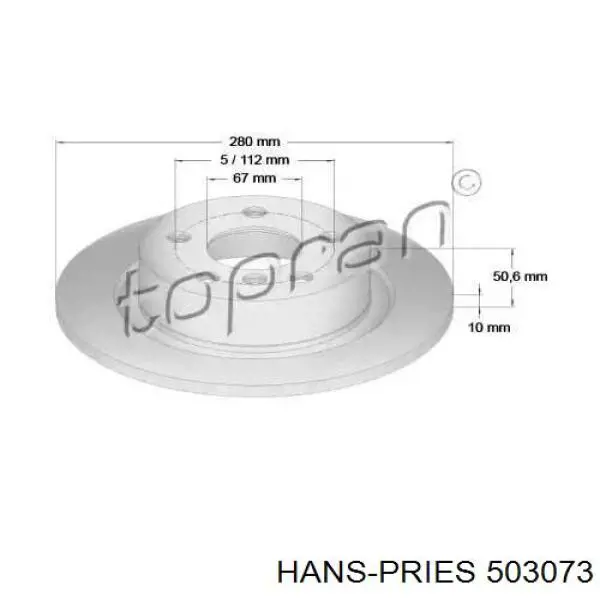 503 073 Hans Pries (Topran) disco do freio traseiro