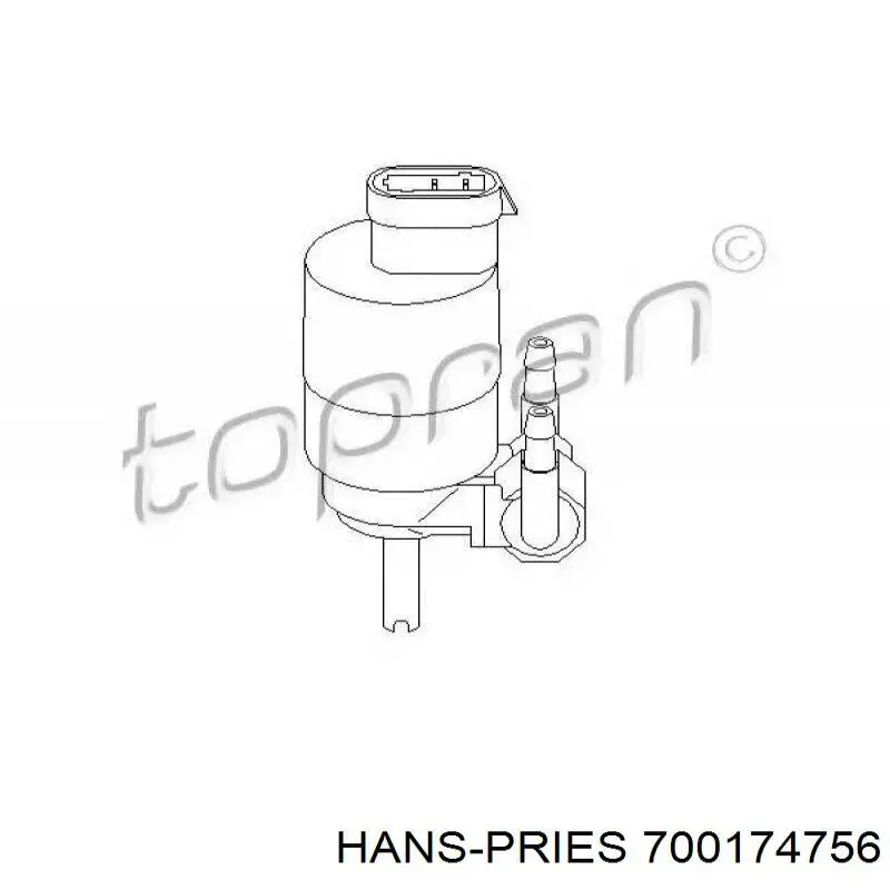 Насос-мотор омывателя стекла переднего/заднего 700174756 Hans Pries (Topran)