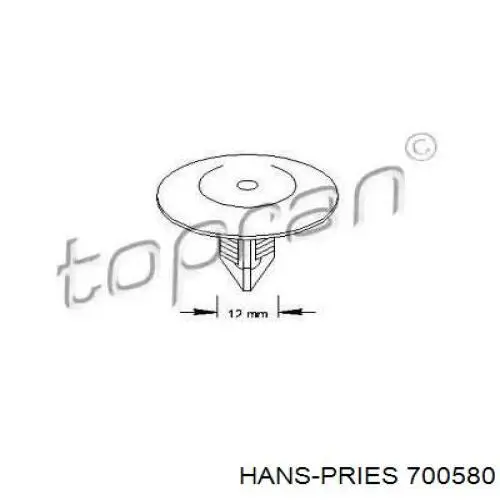 Пистон (клип) крепления подкрылка переднего крыла 700580 Hans Pries (Topran)