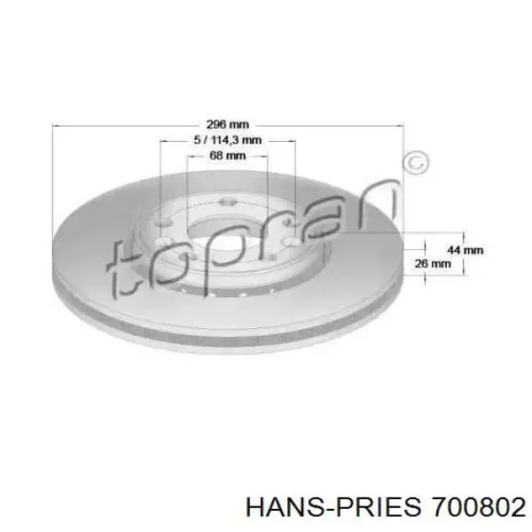 Передние тормозные диски 700802 Hans Pries (Topran)