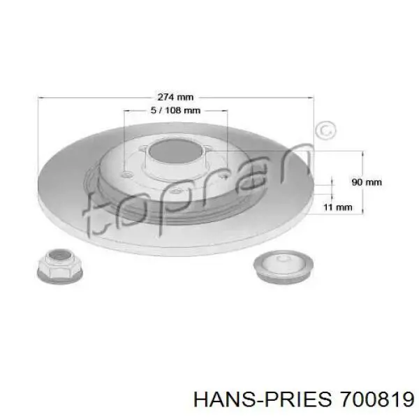 Тормозные диски 700819 Hans Pries (Topran)