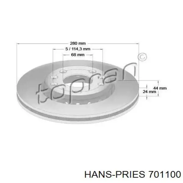 Передние тормозные диски 701100 Hans Pries (Topran)