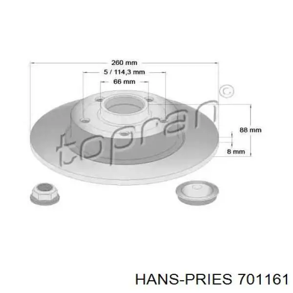 Тормозные диски 701161 Hans Pries (Topran)