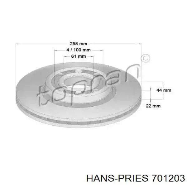 Передние тормозные диски 701203 Hans Pries (Topran)