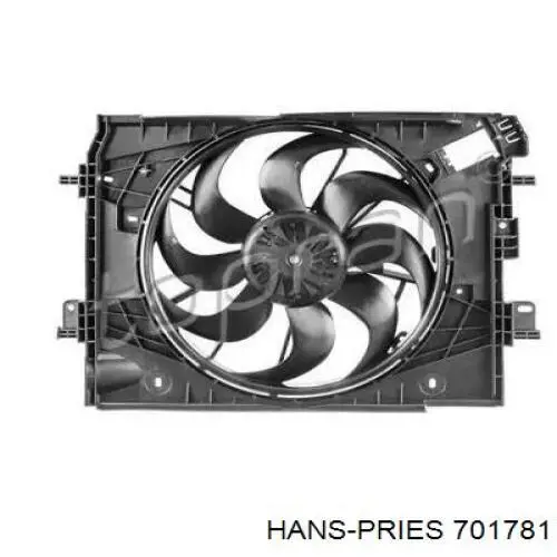 701781 Hans Pries (Topran) difusor do radiador de esfriamento, montado com motor e roda de aletas