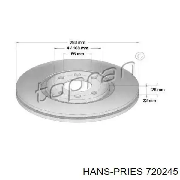 Передние тормозные диски 720245 Hans Pries (Topran)