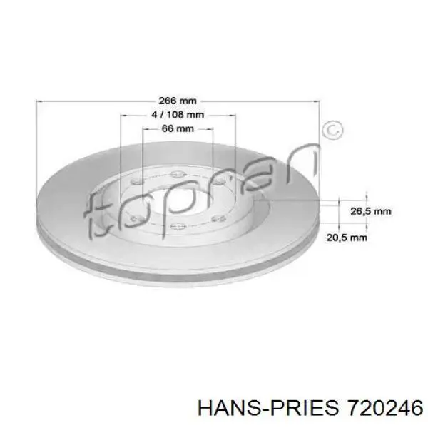 Передние тормозные диски 720246 Hans Pries (Topran)