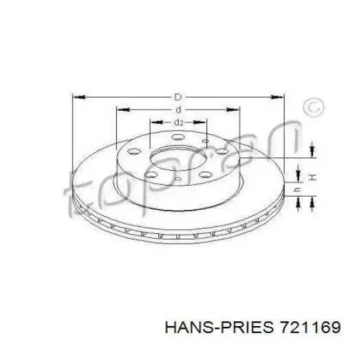 Передние тормозные диски 721169 Hans Pries (Topran)