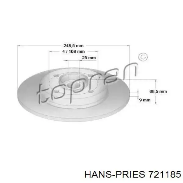 Тормозные диски 721185 Hans Pries (Topran)