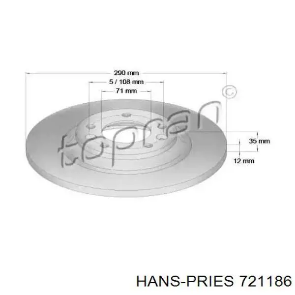 Тормозные диски 721186 Hans Pries (Topran)