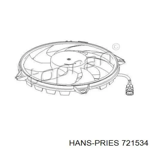 721 534 Hans Pries (Topran) электровентилятор охлаждения в сборе (мотор+крыльчатка)