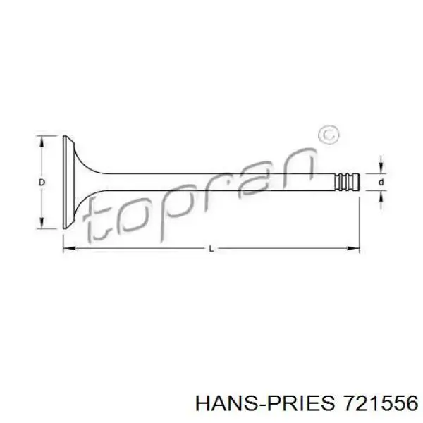 721556 Hans Pries (Topran) клапан впускной