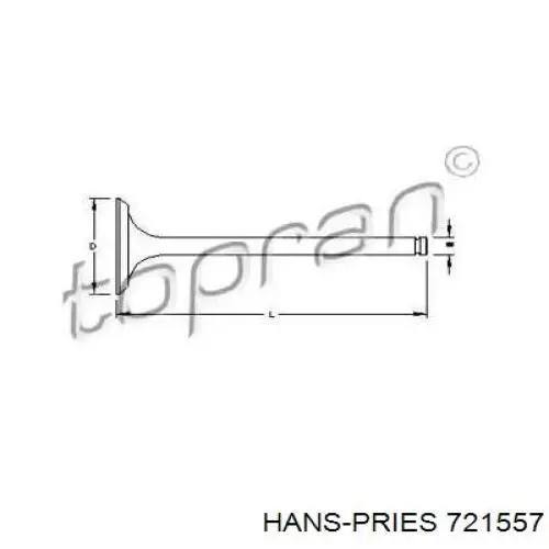 Клапан впускной HANS PRIES 721557