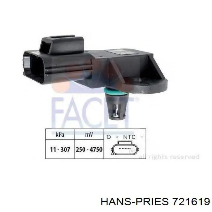 Датчик абсолютного давления в коллекторе Hans Pries (Topran) 721619 цена, от 15.25 USD
