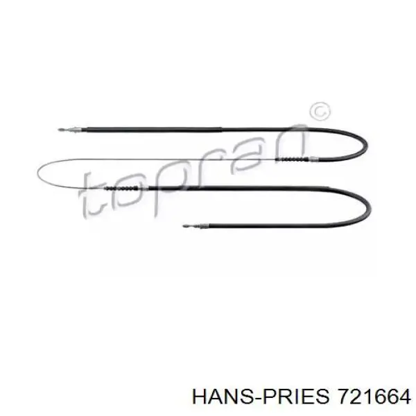 Задний трос ручника 721664 Hans Pries (Topran)