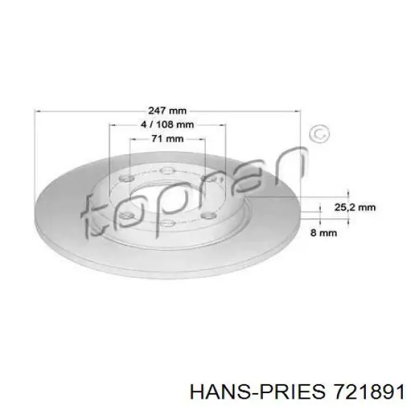 Тормозные диски 721891 Hans Pries (Topran)