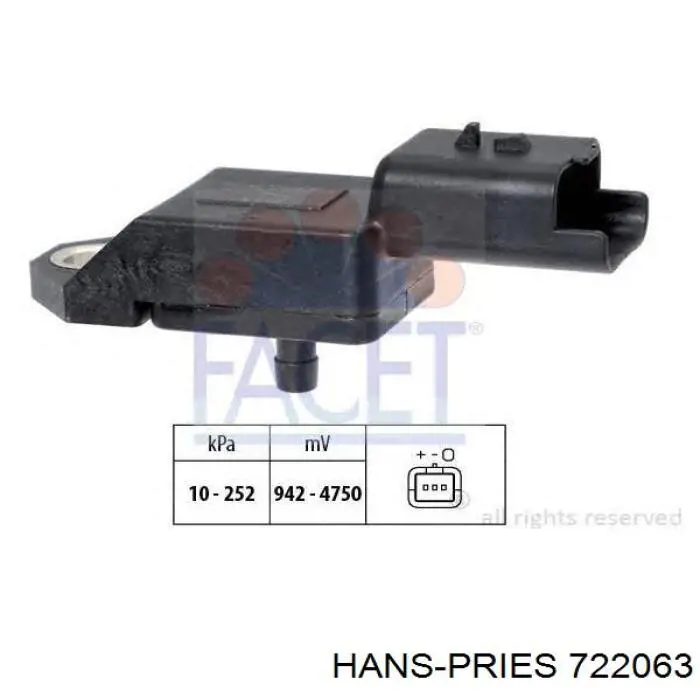 Sensor De Presion Del Colector De Admision 722063 Hans Pries (Topran)