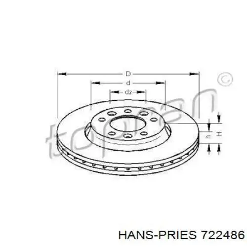 Передние тормозные диски 722486 Hans Pries (Topran)