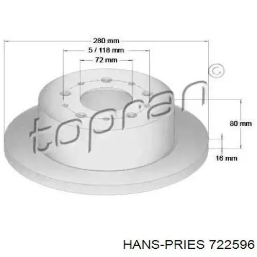 Тормозные диски 722596 Hans Pries (Topran)