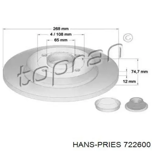 Тормозные диски 722600 Hans Pries (Topran)