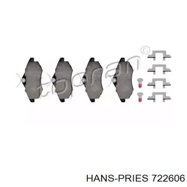 Передние тормозные колодки 722606 Hans Pries (Topran)