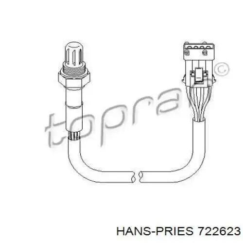 Лямбда-зонд, датчик кислорода до катализатора левый 722623 Hans Pries (Topran)